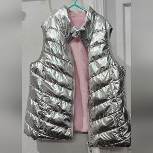 Reversible Metallic Silver Girl's Vest